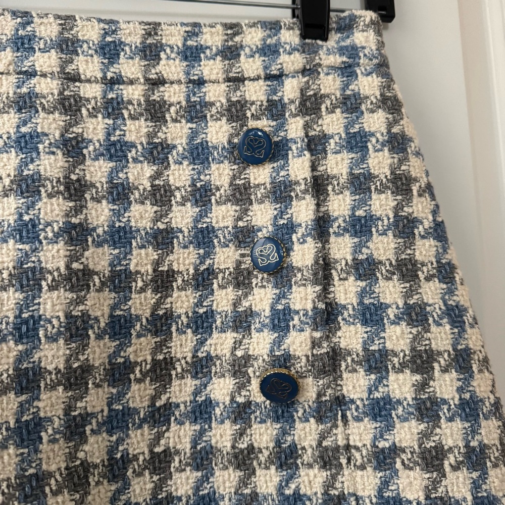 Sandro Blue and White A-Line Mini Skirt - Picture 2 of 8